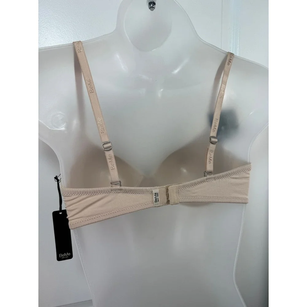 NWT BeMe New York Womens Nude T-Shirt Demi‎ Bra 34D Underwire Loungewear Neutral